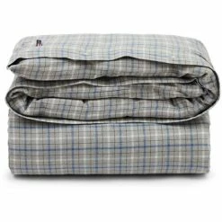 Eleganz Shop 30 Lexington Checked Bettdecken-Bezug Aus Flanell - 155x220 Cm - Gray Melange/blue/white