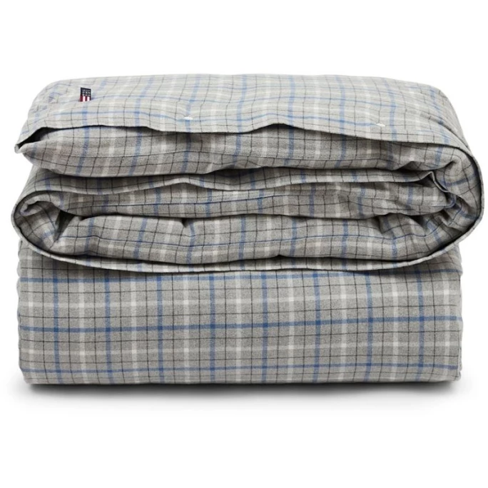 Lexington Checked Bettdecken-Bezug Aus Flanell - 155x220 Cm - Gray Melange/blue/white 1 Lexington Checked Bettdecken-Bezug Aus Flanell - 155x220 Cm - Gray Melange/blue/white