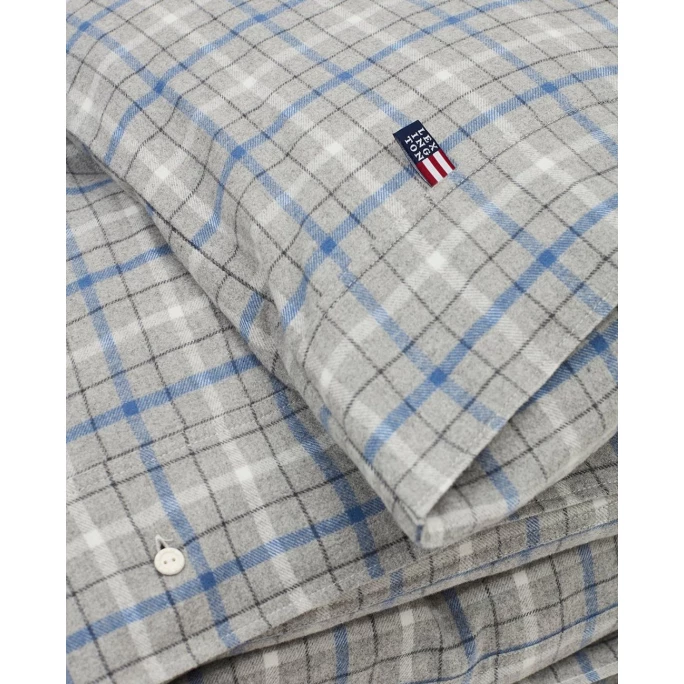 Lexington Checked Bettdecken-Bezug Aus Flanell - 155x220 Cm - Gray Melange/blue/white 2 Lexington Checked Bettdecken-Bezug Aus Flanell - 155x220 Cm - Gray Melange/blue/white – Bild 2