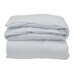 LEXINGTON Hotel Tencel Stripe Bettdecken-Bezug - 155x220 Cm - White/blue