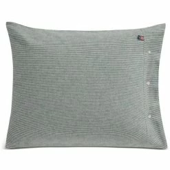 Eleganz Shop 25 Lexington Striped Kopfkissenbezug Aus Flanell - 40x80 Cm - Green/off White