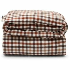 Lexington Checked Bettdecken-Bezug Aus Flanell - 135x200 Cm - Rustic Brown/off White