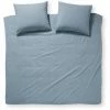 Damai Groove Flanell Bettwäsche-Set - 200x200 / 2x80x80 Cm - Denim