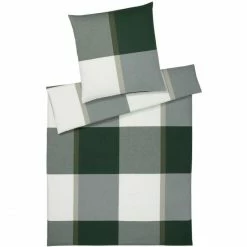 Eleganz Shop 9 Elegante Berkeley Bettwäsche-Set Aus Soft-Flanell - 155x220 / 80x80 Cm - Green
