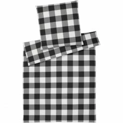 Eleganz Shop 3 Elegante Chess Bettwäsche-Set Aus Soft-Flanell - 135x200 / 80x80 Cm - Anthrazit